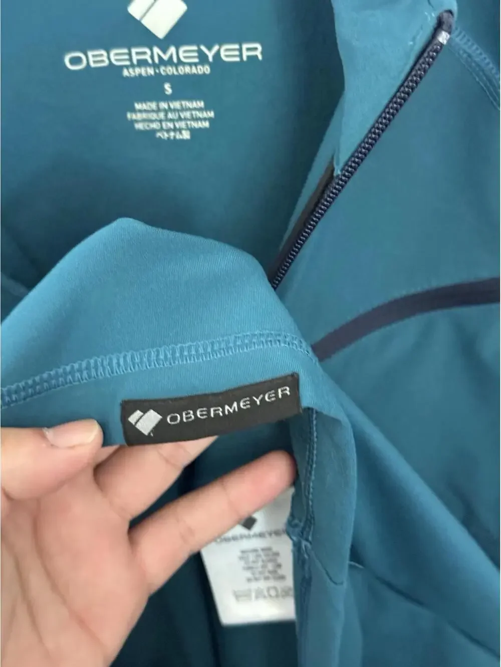 Obermeyer Flex 1/4 Quarter Zip Base Layer‎ Top Men's Teal Blue Agave Small S